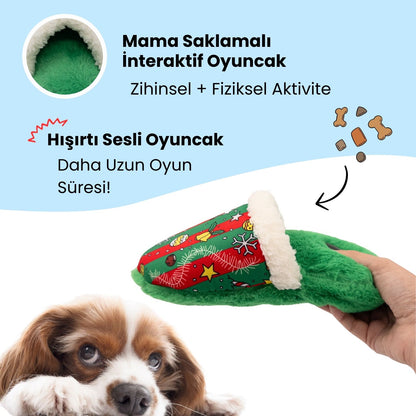 Sesli Peluş Terlik Köpek Oyuncağı | Mama Saklamalı Zeka Geliştirici Oyuncak