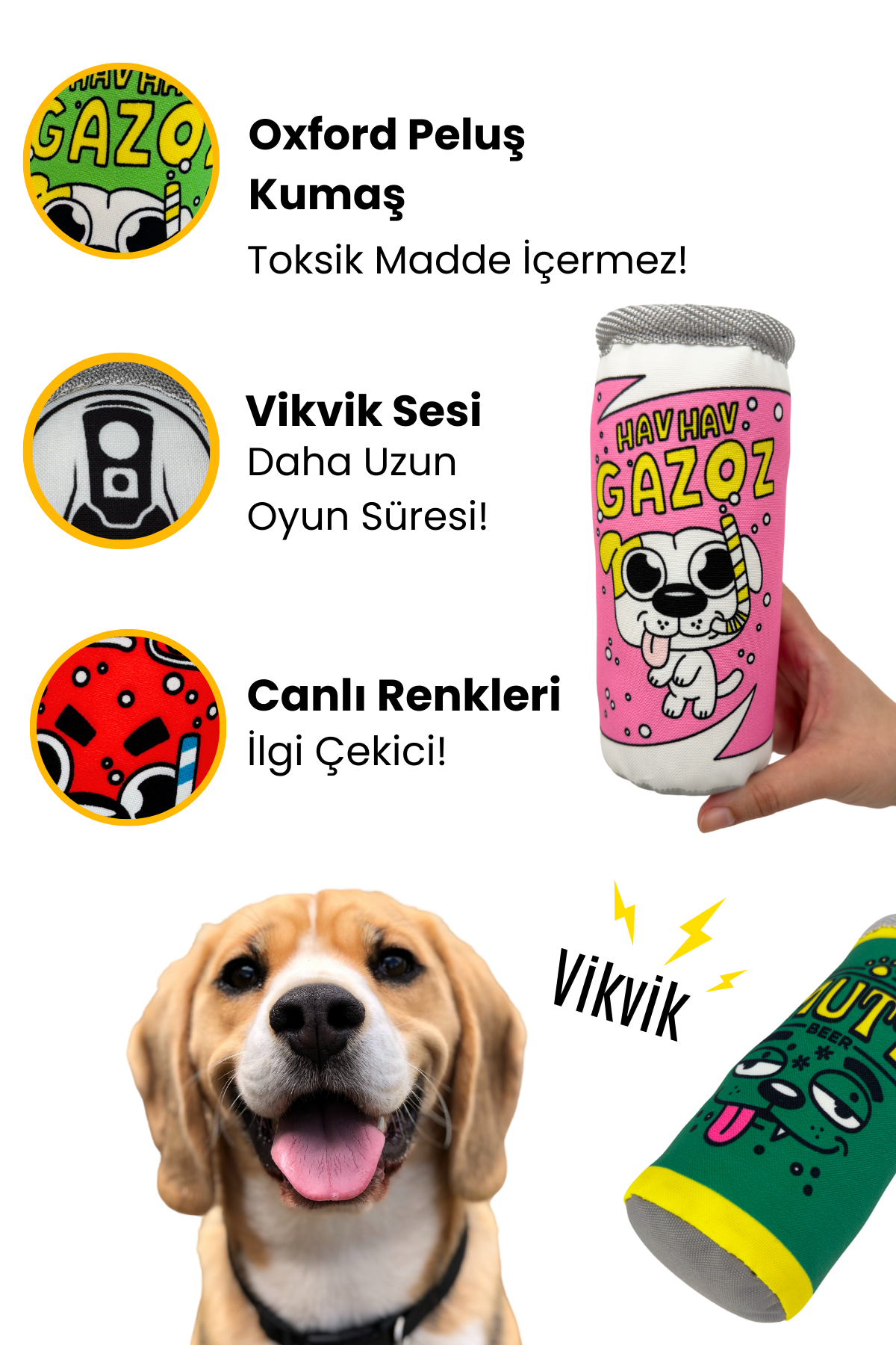 HavHavMarket 5 Adet Sesli Peluş Kutu İçecek Köpek Oyuncakları