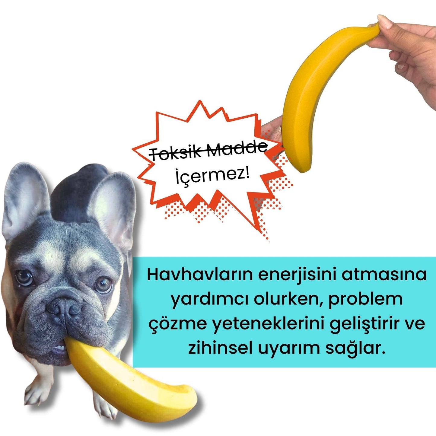 Kauçuk Muz Köpek Oyuncağı Içine Ödül Maması Koyulabilir Köpek Zeka Oyuncağı