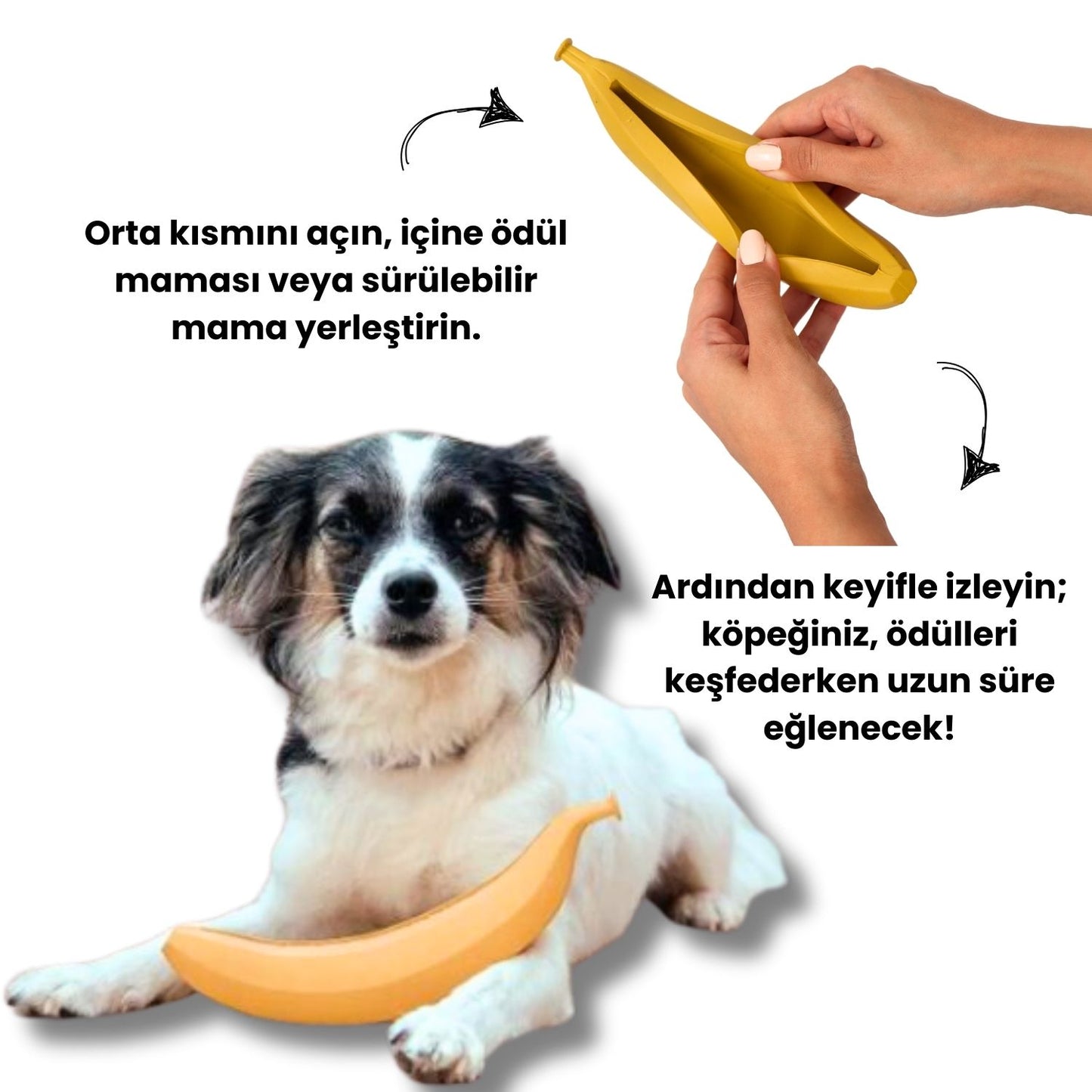 Kauçuk Muz Köpek Oyuncağı Içine Ödül Maması Koyulabilir Köpek Zeka Oyuncağı