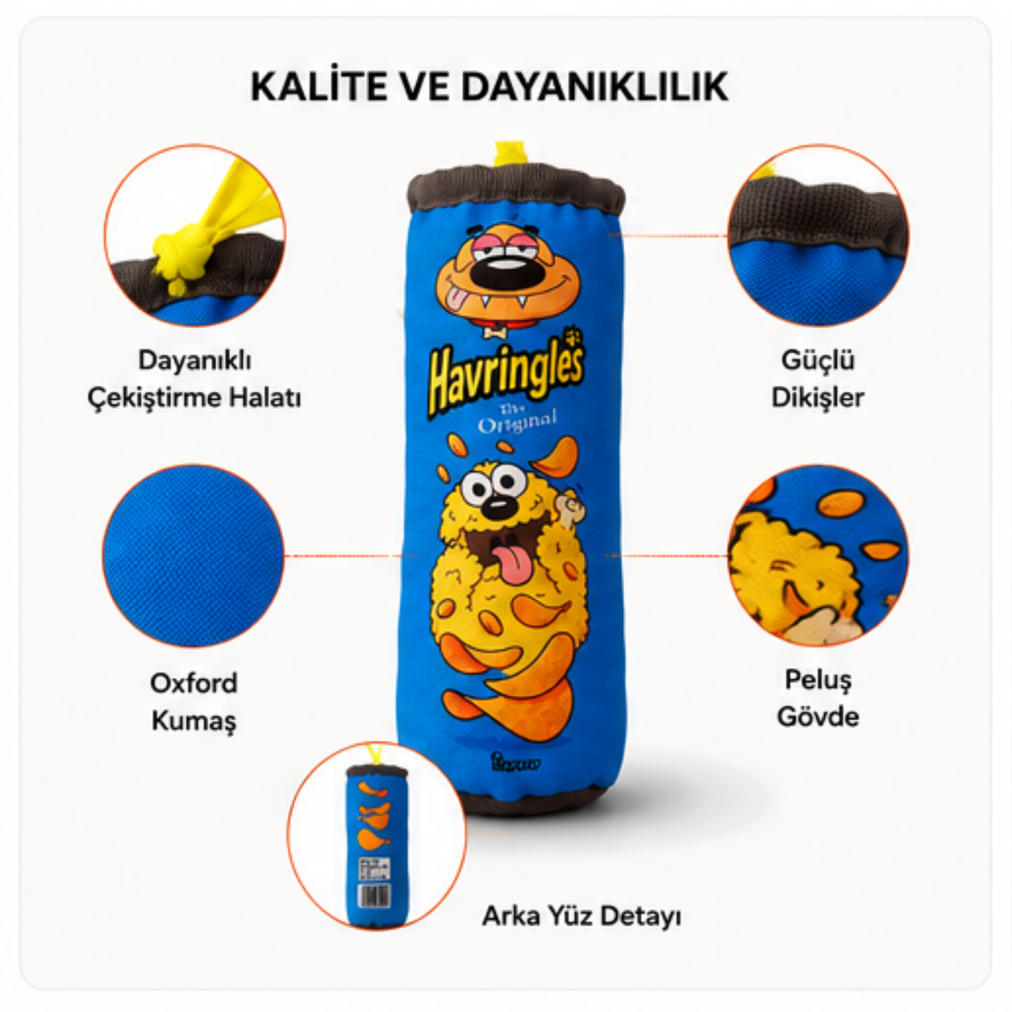 Köpekler Için Çekiştirme HAVringles Çekiştirme Halatlı Peluş Köpek Oyuncağı