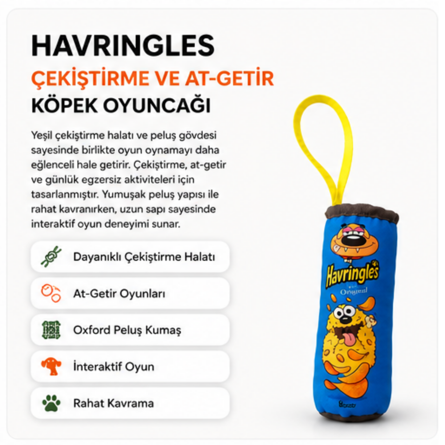 Köpekler Için Çekiştirme HAVringles Çekiştirme Halatlı Peluş Köpek Oyuncağı
