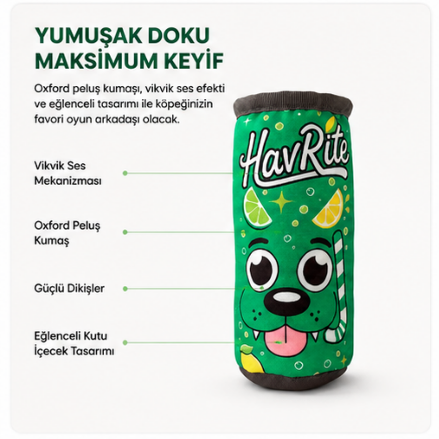HAVrite Peluş Kutu İçecek Köpek Oyuncağı | Vikvik Sesli, At-Getir Köpek Oyuncağı