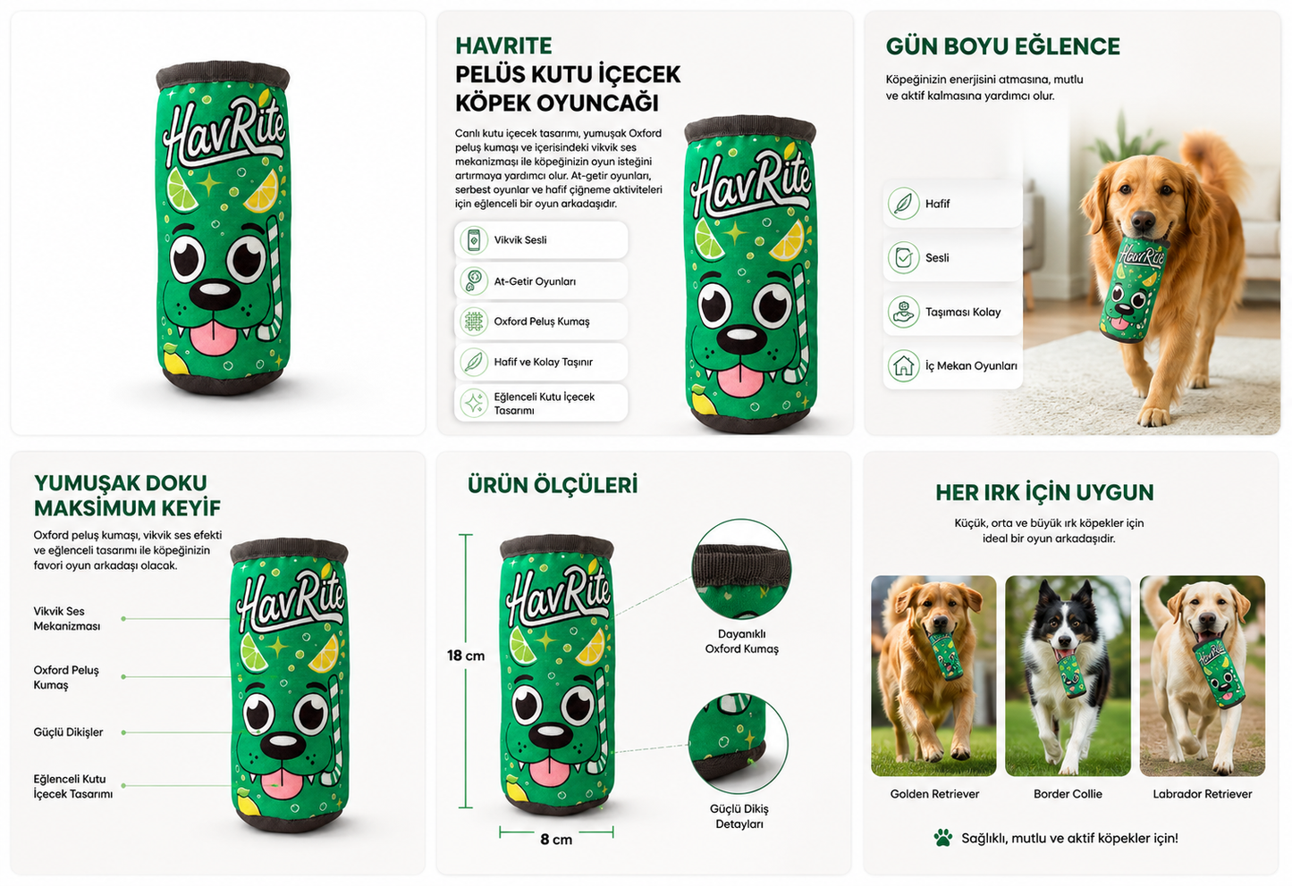 HAVrite Peluş Kutu İçecek Köpek Oyuncağı | Vikvik Sesli, At-Getir Köpek Oyuncağı