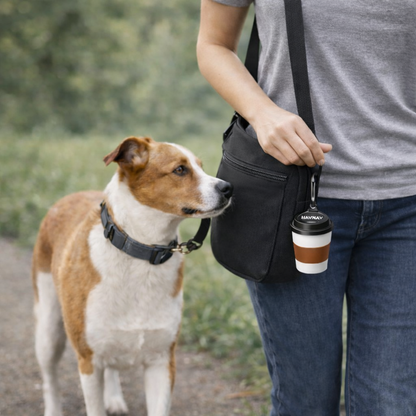 Köpek Kaka Poşeti Çantası – Kahve Bardağı Tasarımlı Asılabilir ve Taşınabilir Kaka Poşeti Çantası