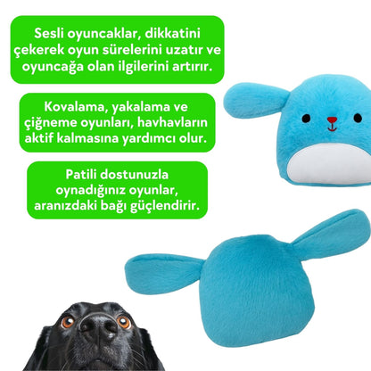 Peluş Tavşan Köpek Oyuncağı | Hışırtı Sesli Köpek Oyun Arkadaşı