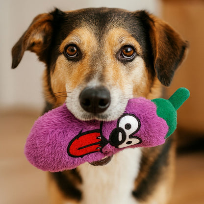 Tombik Patlıcan Peluş Köpek Oyuncağı | Hışırtı Sesli Mor Köpek Oyun Uyku Arkadaşı