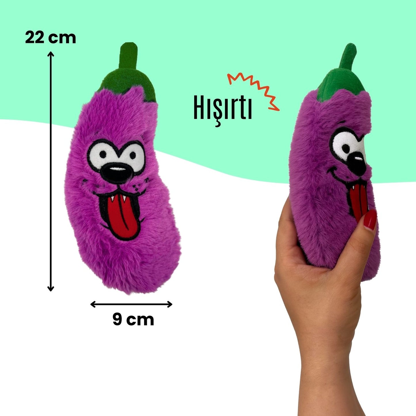 Tombik Patlıcan Peluş Köpek Oyuncağı | Hışırtı Sesli Mor Köpek Oyun Uyku Arkadaşı