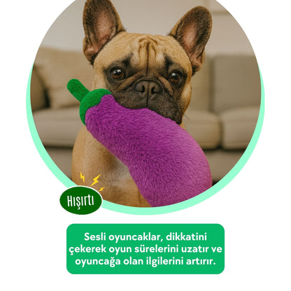Tombik Patlıcan Peluş Köpek Oyuncağı | Hışırtı Sesli Mor Köpek Oyun Uyku Arkadaşı