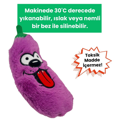 Tombik Patlıcan Peluş Köpek Oyuncağı | Hışırtı Sesli Mor Köpek Oyun Uyku Arkadaşı
