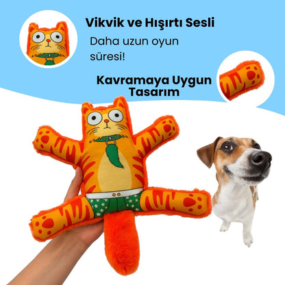 Mihav Sesli Köpek Oyuncağı | Vikvik ve Hışırtılı Kedi Şekilli Aktivite Oyuncağı