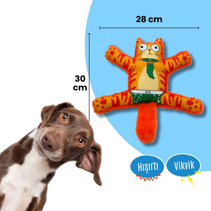 Mihav Sesli Köpek Oyuncağı | Vikvik ve Hışırtılı Kedi Şekilli Aktivite Oyuncağı