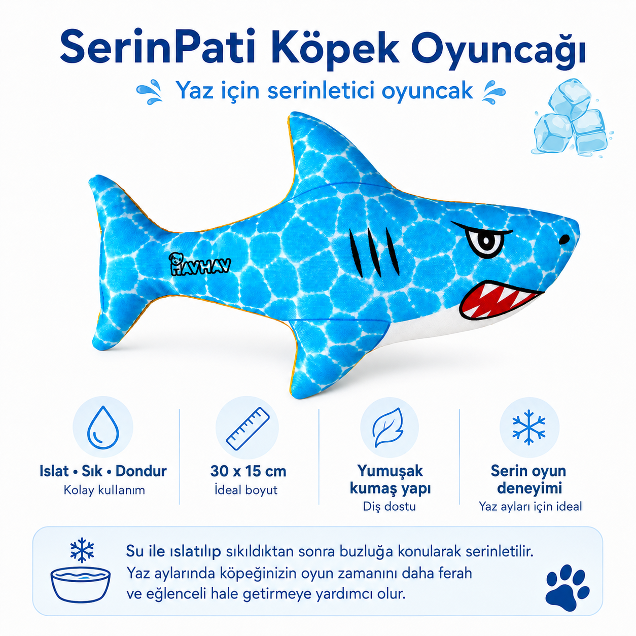 Havhav Serinletici Köpek Oyuncak Seti 3’lü - Serinletici Fular, Köpekbalığı ve Çapa Köpek Oyuncakları