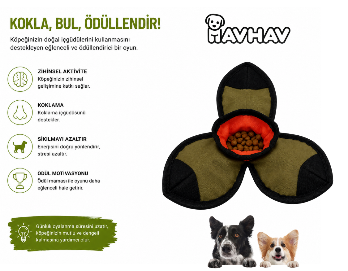 Fındık Desenli Lotus Mama Saklamalı Köpek Oyuncağı – İnteraktif Ödül Topu