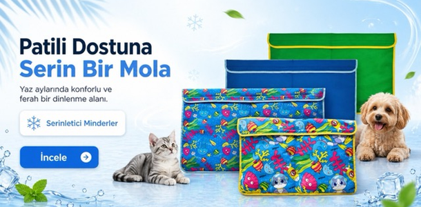 Koyu Mavi Renkli Serinletici Kedi ve Köpek Minderi – 2 Termo Jel Dahil (Farklı Boy Seçenekleri)