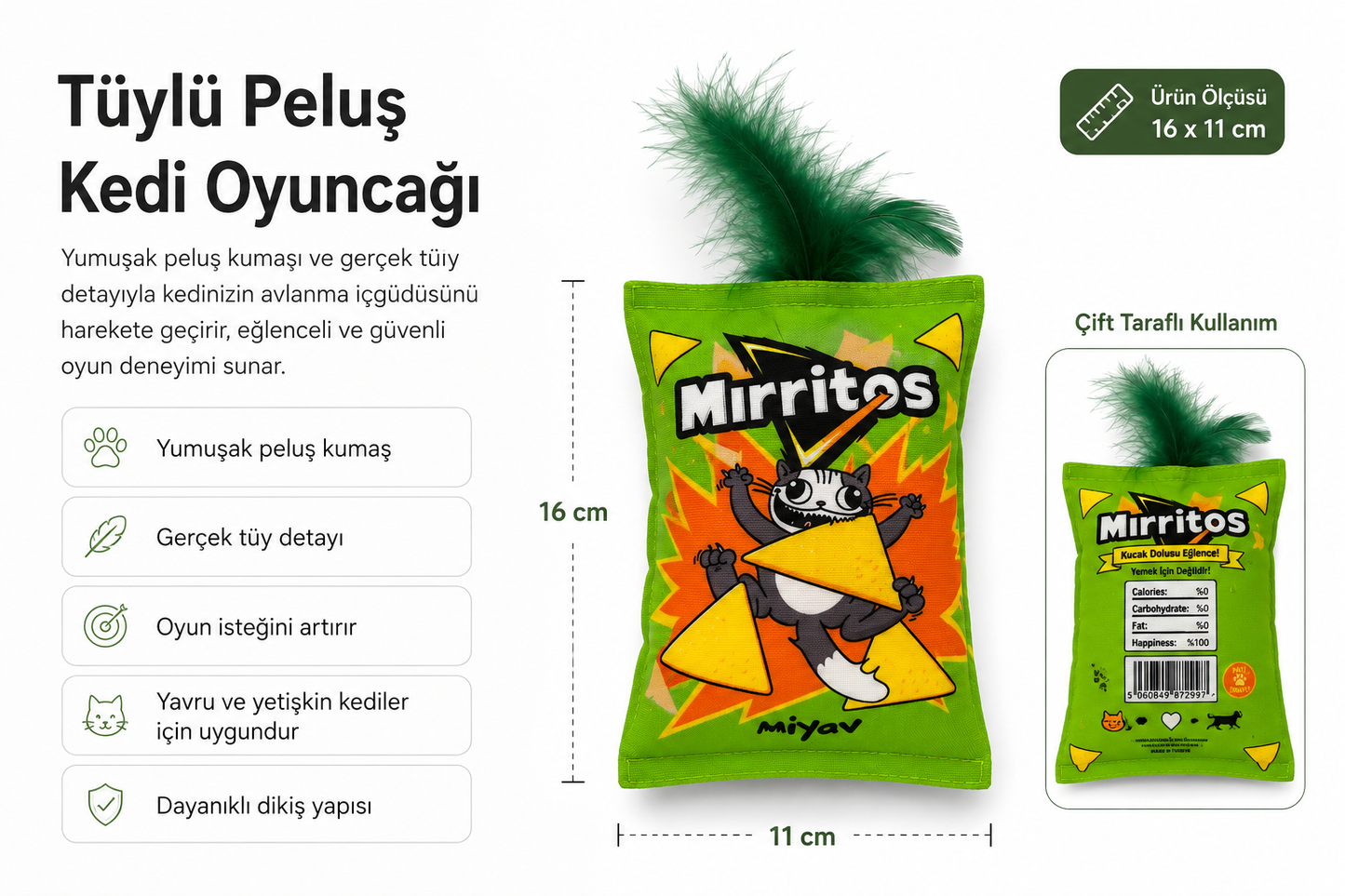 Mirritos Tüylü Kedi Oyuncağı Cips