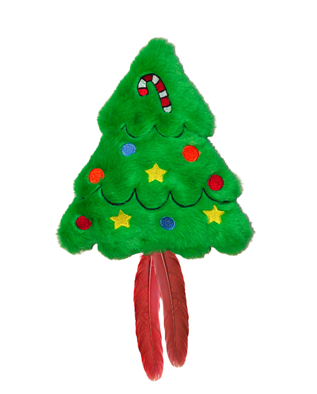 Yılbaşı Çam Ağacı Kedi Oyuncağı – Kırmızı Tüylü Peluş Kedi Oyuncağı