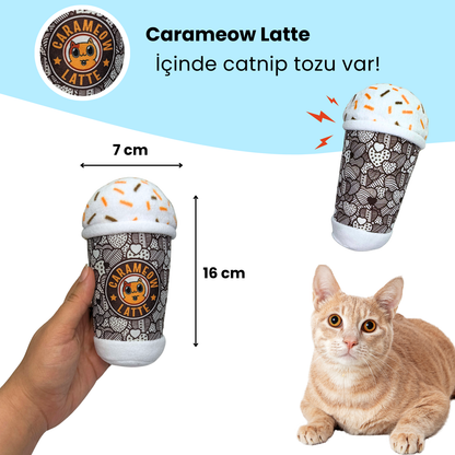 MiyavCafe 3'lü Kedi Oyuncak Seti Carameow Latte, Peluş Kurabiye ve Peluş Donut Sesli Kedi Oyuncakları