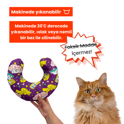 PisiPisiesta Kedi Yastığı Mor Renkli Kedi Sarılma ve Uyku Minderi 30 cm