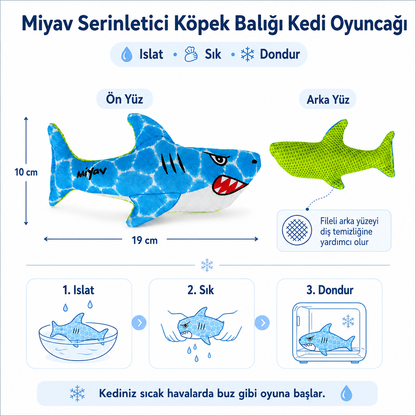 Serinletici 3’lü Kedi Oyuncak Seti – Köpek Balığı, Tüylü Istakoz ve Renkli Balık - Islat, Sık, Dondur