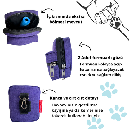 Havhav Köpek Gezdirme Seti Köpek Çantası, 4 Rulo Kaka Poşeti ve Tasma Ucu Led Işık