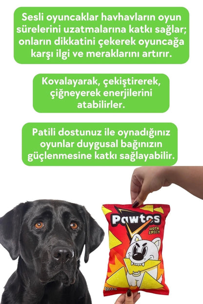 Pawtos Peluş Cips Hışırtı Sesli Köpek Oyuncağı Cips Şeklinde Ses Çıkaran Köpek Oyun Arkadaşı