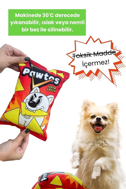 Pawtos Peluş Cips Hışırtı Sesli Köpek Oyuncağı Cips Şeklinde Ses Çıkaran Köpek Oyun Arkadaşı
