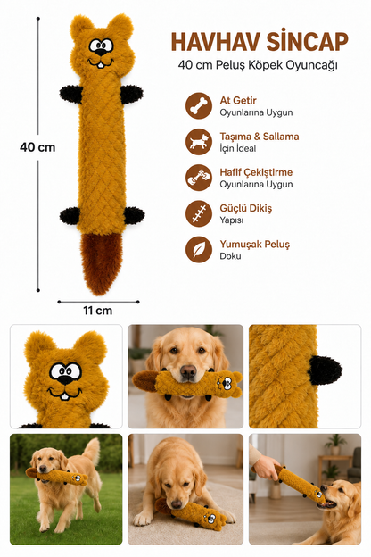 Havhav Sincap 40 cm - Peluş Sincap Köpek Oyuncağı