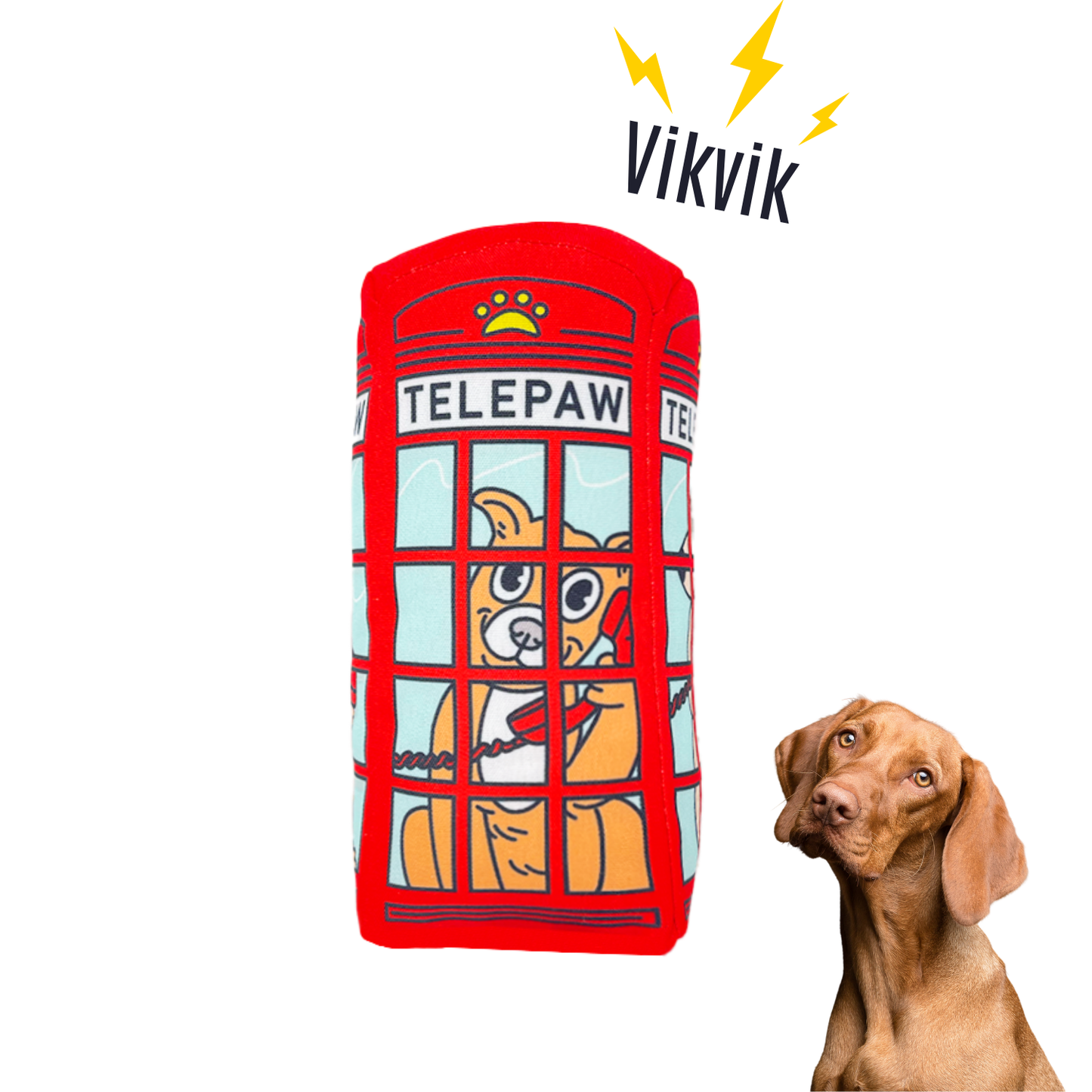 Londra Temalı Peluş Telefon Kulübesi Vikvik Sesli Peluş Köpek Oyuncağı