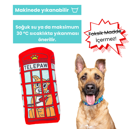 Londra Temalı Peluş Telefon Kulübesi Vikvik Sesli Peluş Köpek Oyuncağı